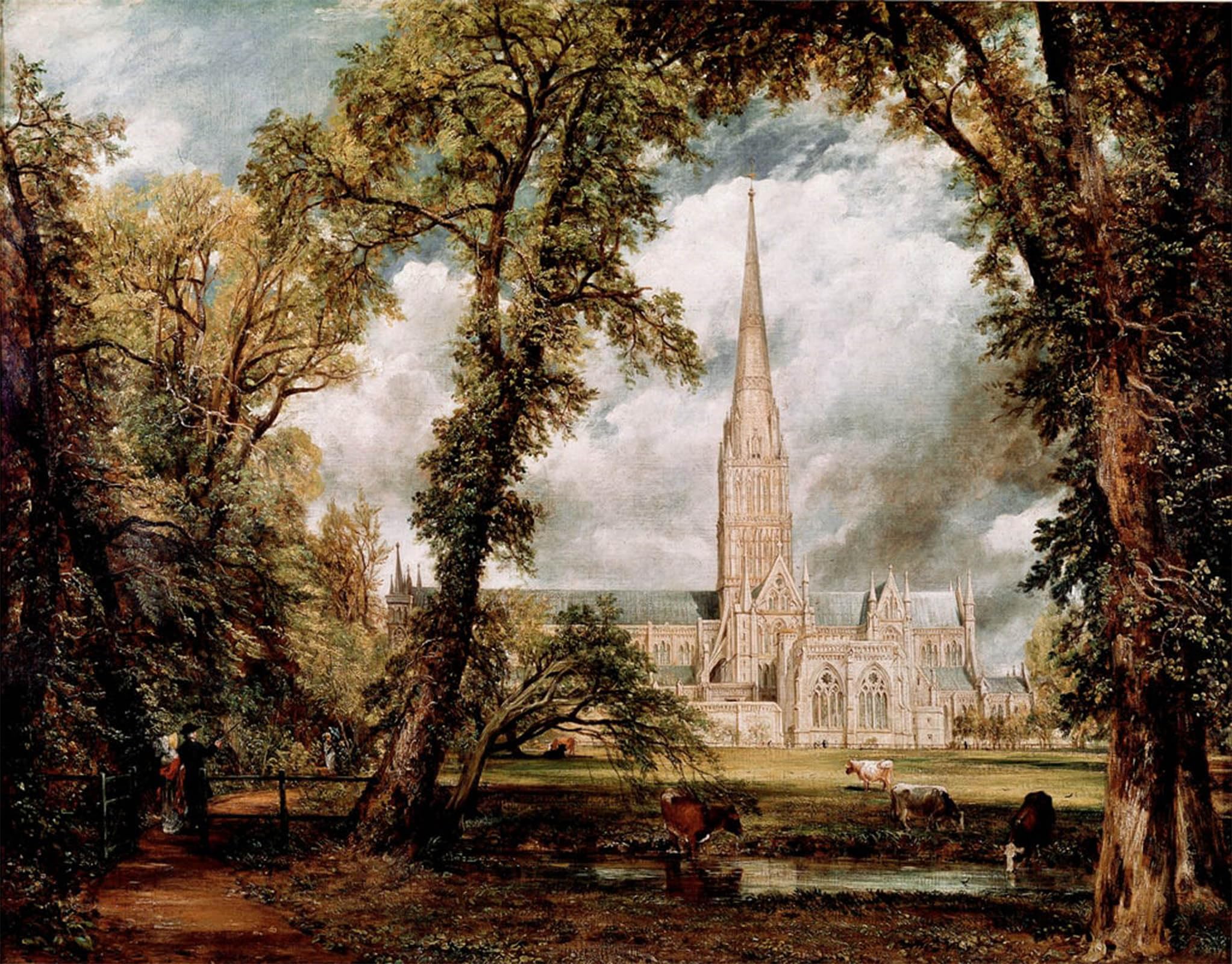 ARTXLXXBN Famous Print Painting Colorful Art Print the Cathedral of Salisbury Seen From the Gardens of the Eveche Painting by John Constable Canvas Art Decorations for Home Decor 60x90cm