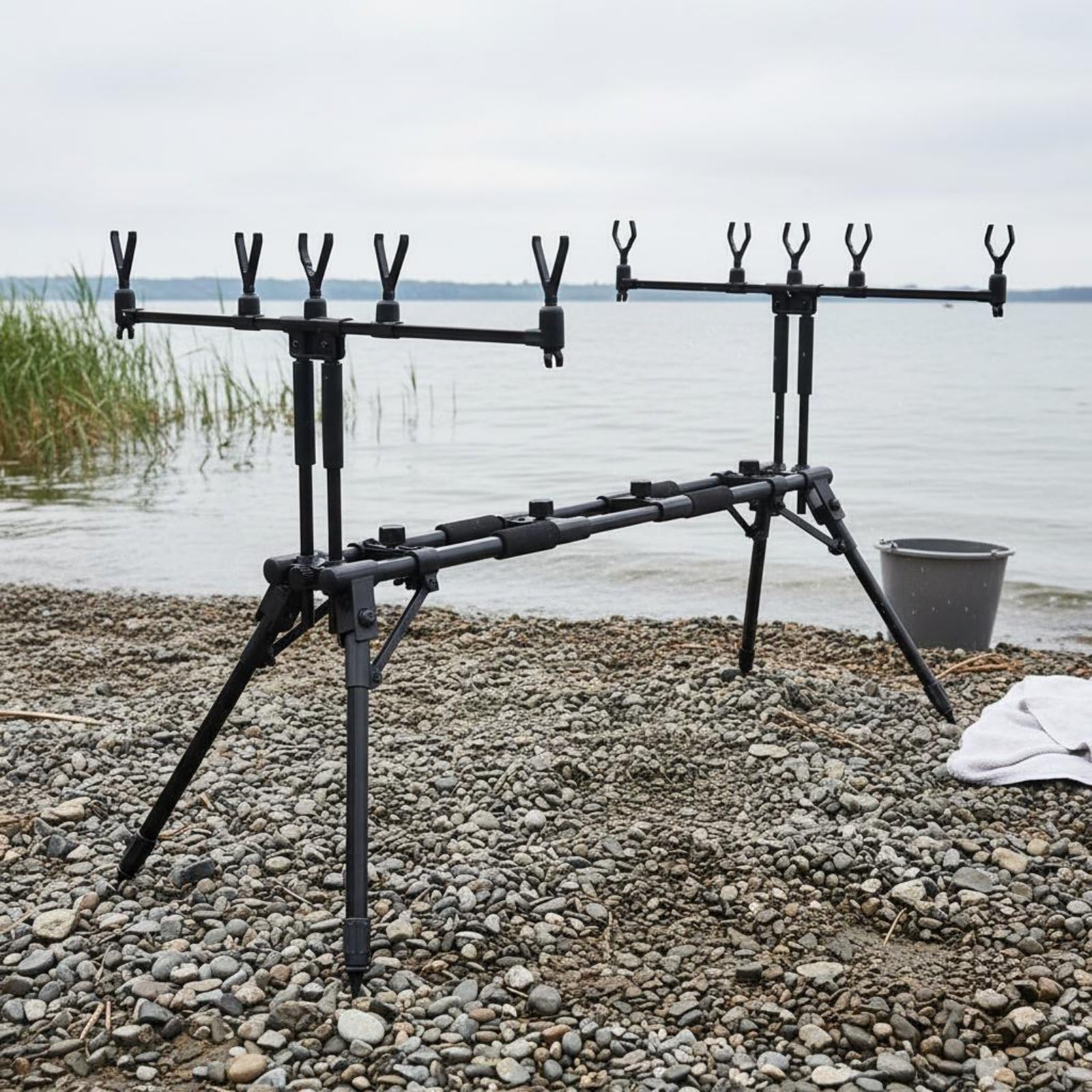 Gralara Asta Portacanne da Carpa Lega di Alluminio Portacanne Multiplo Acciaio Inox Supporto Canne Regolabile per Pescatori Sportivi, Pesca, Esterno, Fiume