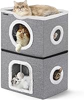 URPOWER 2-Story Cat Bed House: Large Foldable Multi-Level Cat Condo with Peekaboo Cave, Scratch Pad & Hideaway for Indoor Cats & Kittens