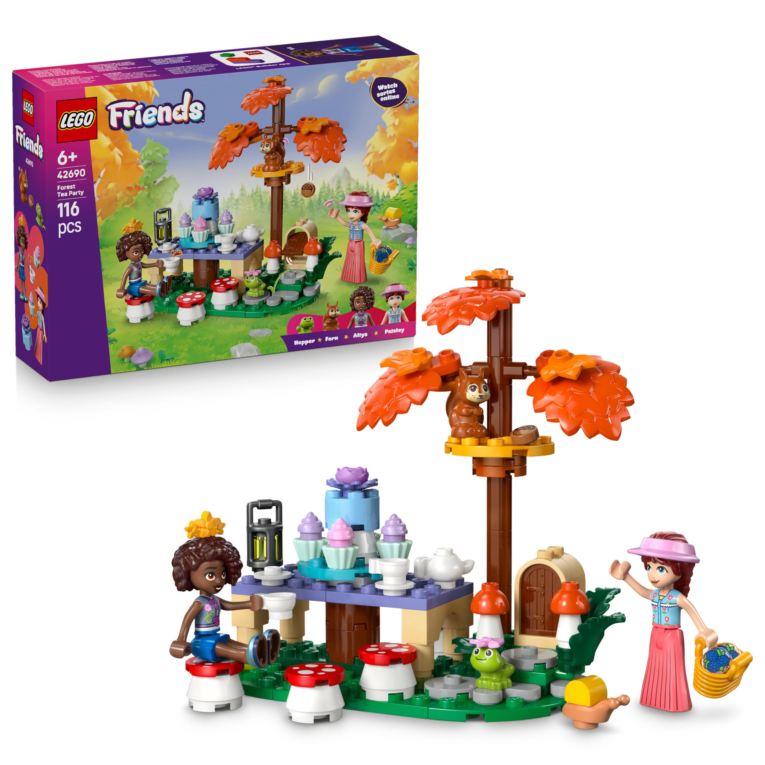 LEGO Friends Teeparty im Wald - Spielset mit 2 Minifiguren, 2 Tierfiguren & Spielzeug Lebensmittel Zubehör - Kinderzimmer Deko - Geschenkidee für Mädchen ab 6 Jahren - 42690