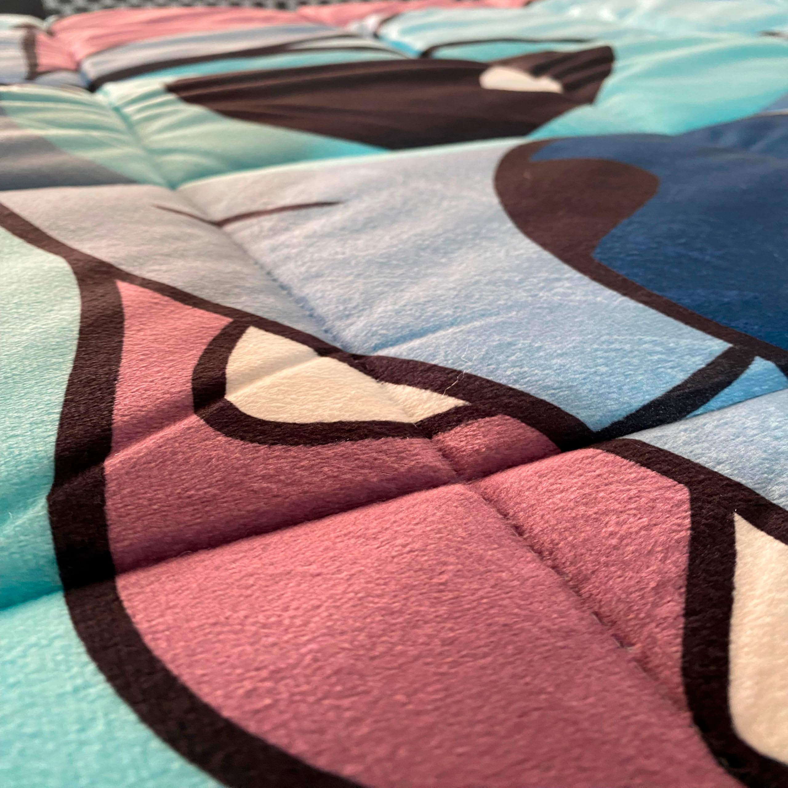 Disney Stitch - Edredón Stitch con Borrego y Sedalina Aterciopelada Invierno Licencia Oficial 180 x 260 cm (90-105 cm) Tacto Suave Cálido Verde Agua