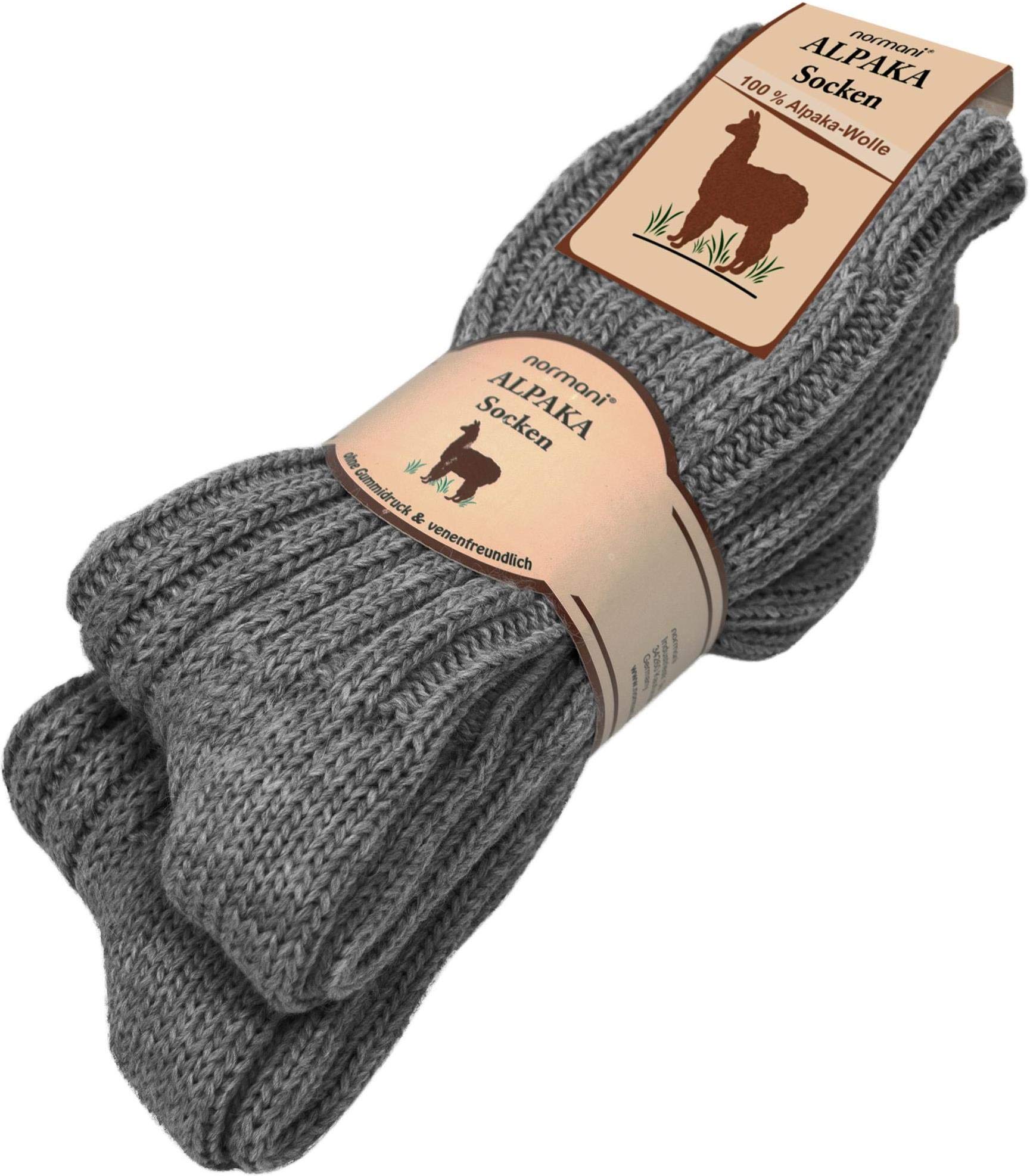 normani 2 Paar Alpaka Wintersocken aus reiner Naturfaser 100% Alpaka- und Schafwolle
