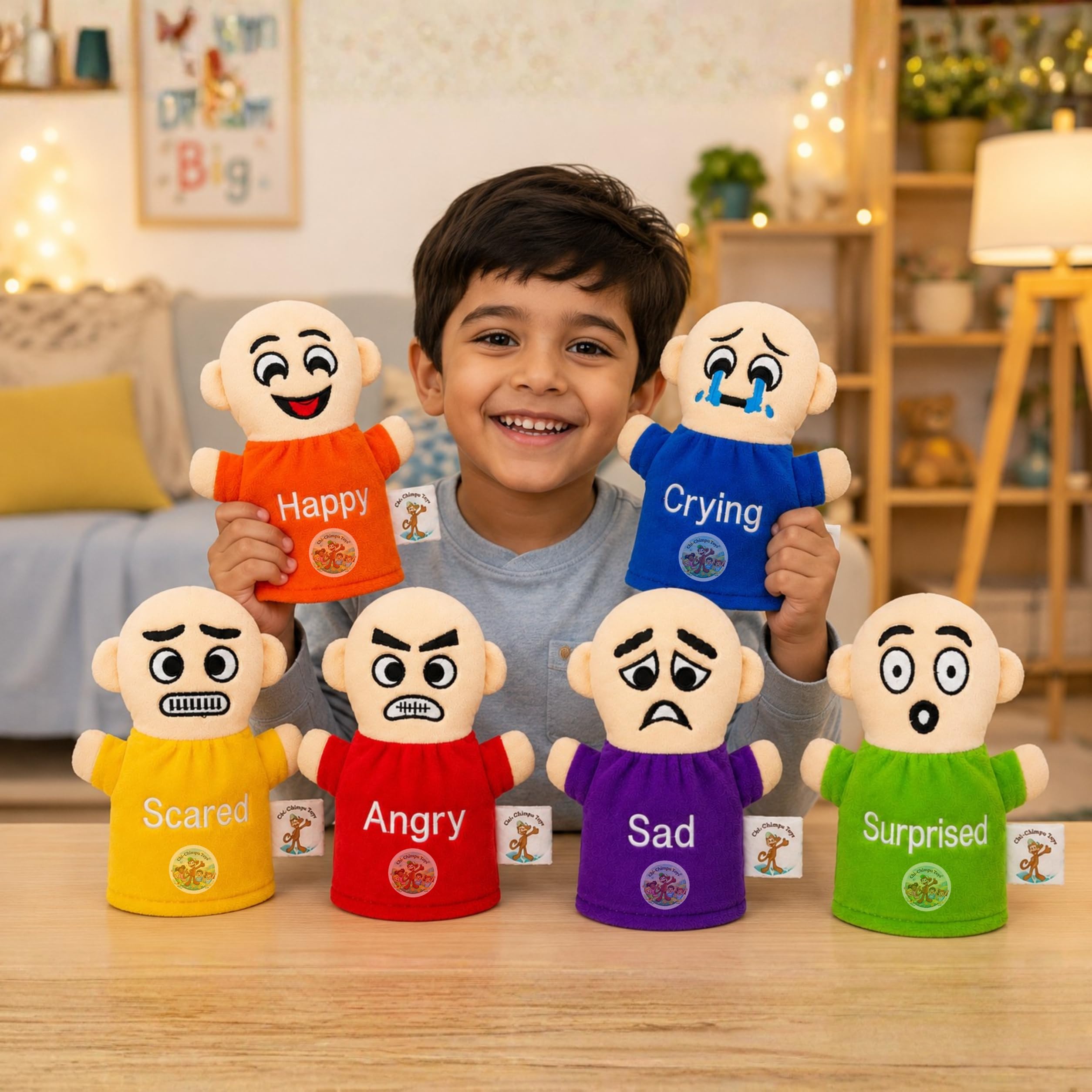 Emotions Pack of 6 Hand Puppet for Kids | Soft Plush Animal Puppet | Interactive Storytelling Toy-image-42
