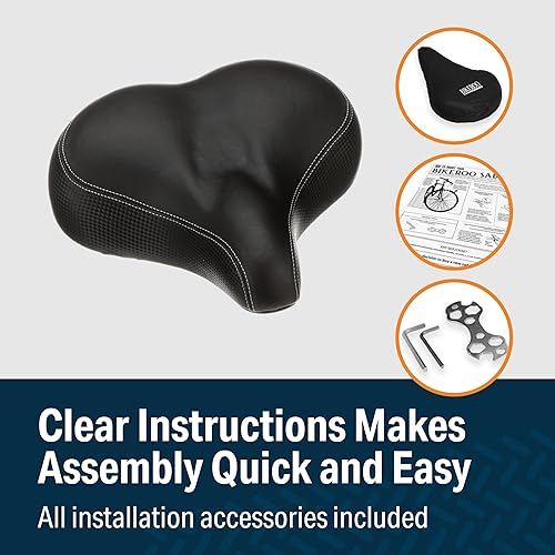 Miniatura 6 de Bikeroo Extra Wide Replacement Saddle - Fits Indoor & Outdoor Bicycles - Steel Spring & Elastomer Suspension - Center Cutout - Memory Foam