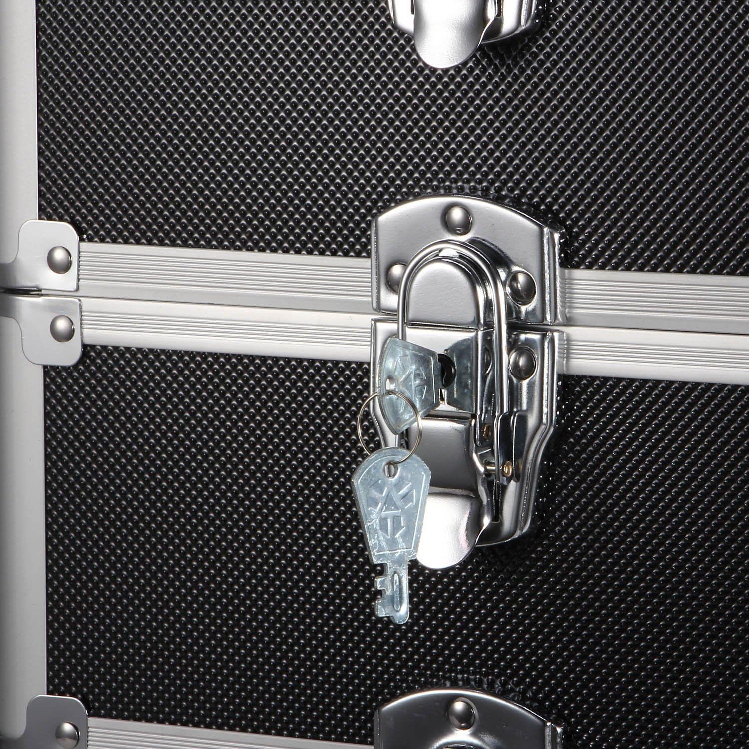 Ollieroo 4 in 1 Aluminum Rolling Cosmetic Makeup Train Cases Trolley Professional Artist Train Case Organizer Box Lift Handle Lock 2 wheel 2 Keys Each Layer Total 8 Keys Makeup Luggage (Black) : Beauty & Personal Care