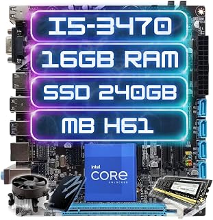 Kit Upgrade Gamer Completo Intel i5-3470 + 16GB Ram DDR3 + SSD 240GB + Placa Mãe H61 / B75 + Gigalan + Wifi