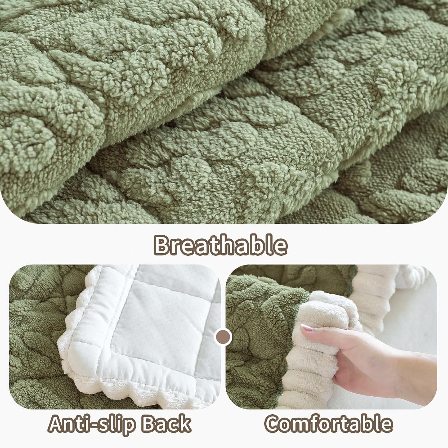 Fuzzy Couch Covers for Dogs, 27.6”x70.9” Non Slip Thick Dog Couch Cover Protector, Plush Pet Couch Covers for Sofa Washable, Soft Sofa Cushion Slipcovers Pet Friendly(1PC, Green)