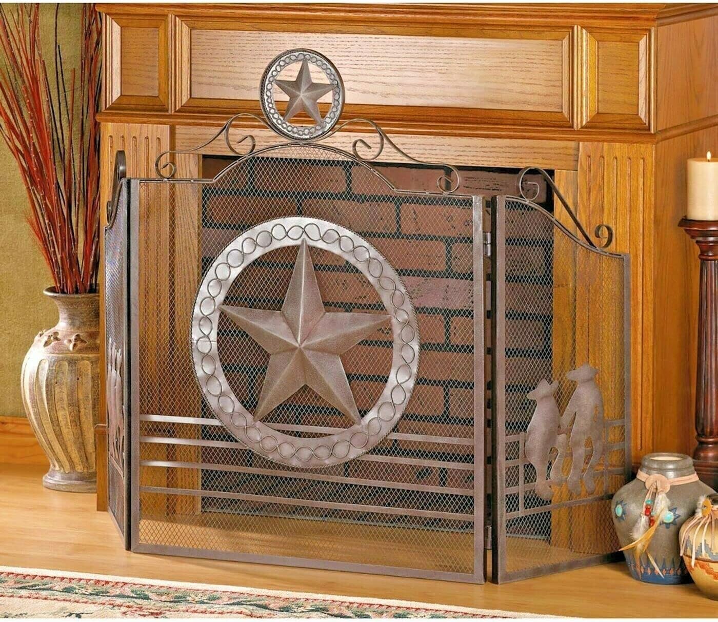 Fireplace Screens Unique 3 Pc Set 2 Adorn Both Sides Spark Screen Fireplace Screen Flat Fireplace Screens Decorative Feito na China