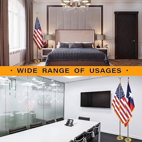 Miniatura 2 de XIFAN Soporte de base de bandera para asta de bandera de interior, base de pie con acabado dorado, compatible con mástil de bandera de 1.25