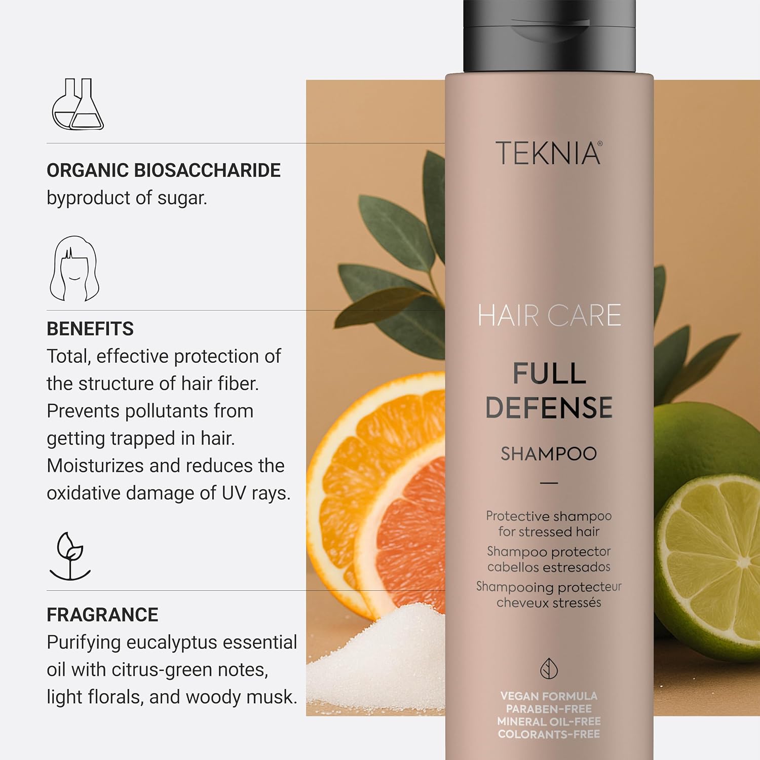 Lakmé Teknia Full Defense Shampoo, Protective Shampoo for Pollution & UV Rays, 10.2 Fl Oz