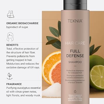 LAKME Teknia Full Defense Shampoo, 10.2 fl oz | Protective Shampoo for Pollution & UV Rays - Daily Protection Shampoo