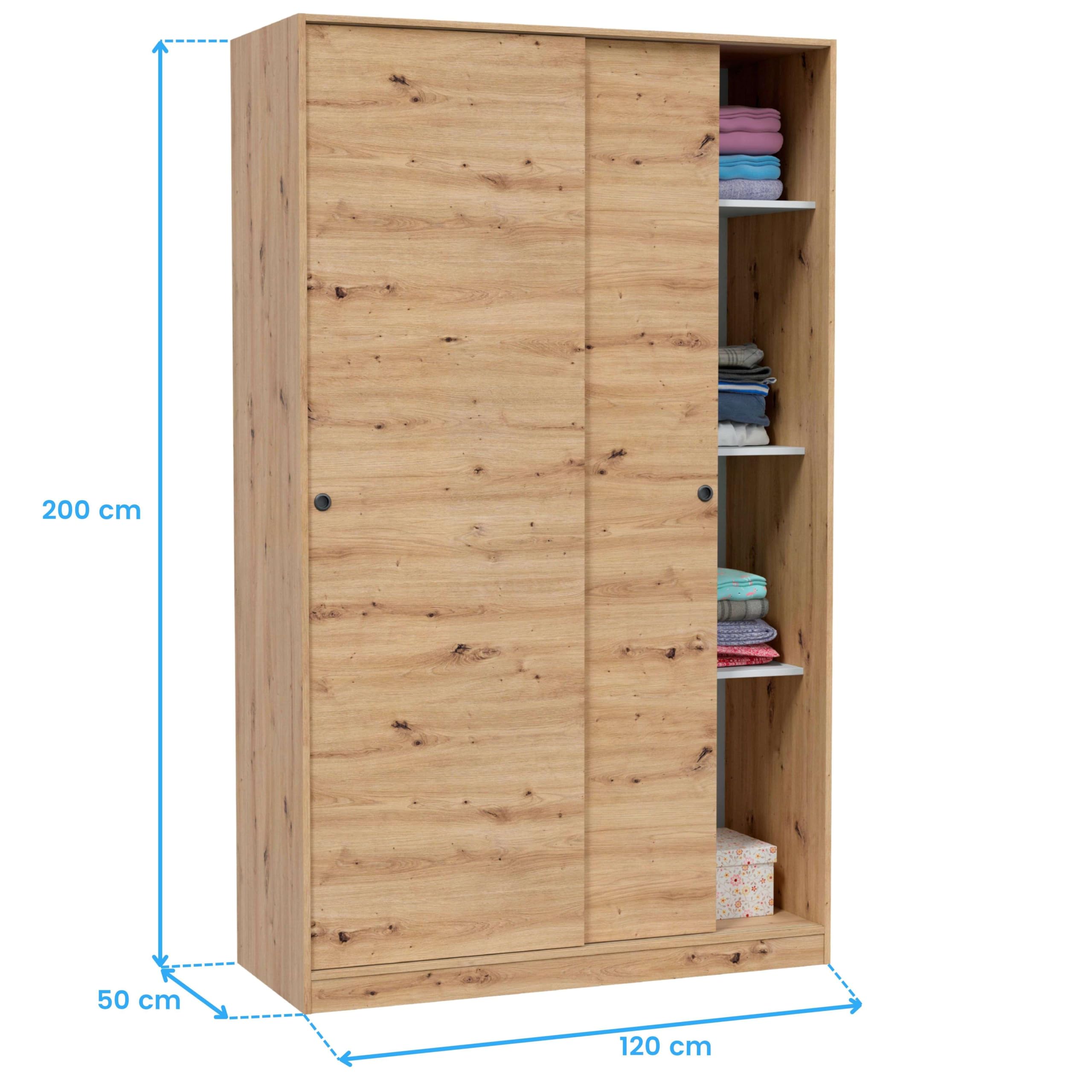 Habitdesign Modèle Enzo Armoire 2 Portes coulissantes 200 x 120 x 50 cm
