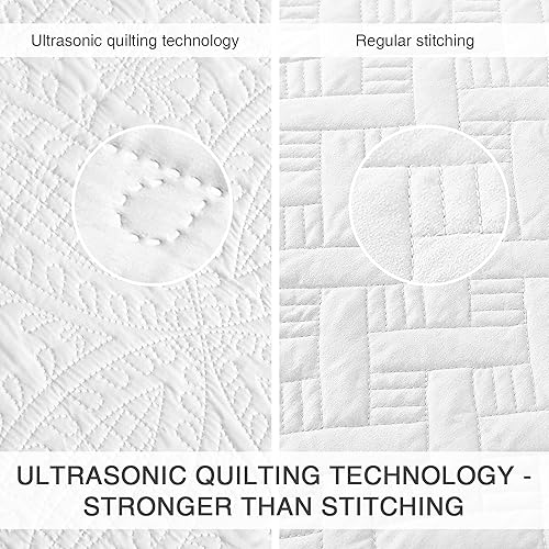 Vista 22 de Love's cabin Colchas para cama Queen de color blanco, colcha suave de verano, colcha de microfibra ligera, colcha de estilo moderno