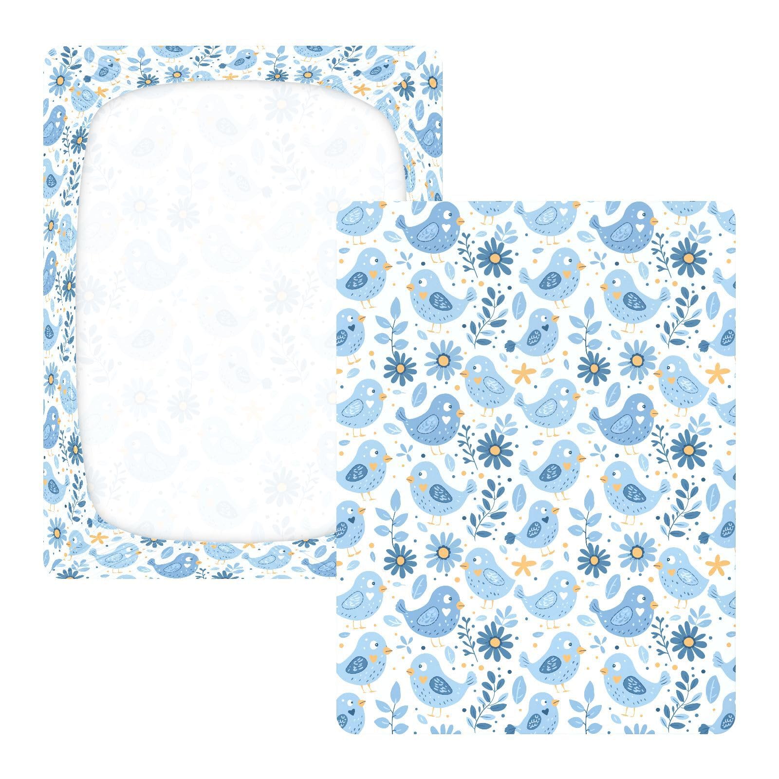Baby Blue Chick Flower łóżeczko dziecięce prześcieradła dla chłopców dziewcząt bawełniane prześcieradło dla niemowląt miękka elastyczna muślinowa pościel do łóżeczka, 1 opakowanie