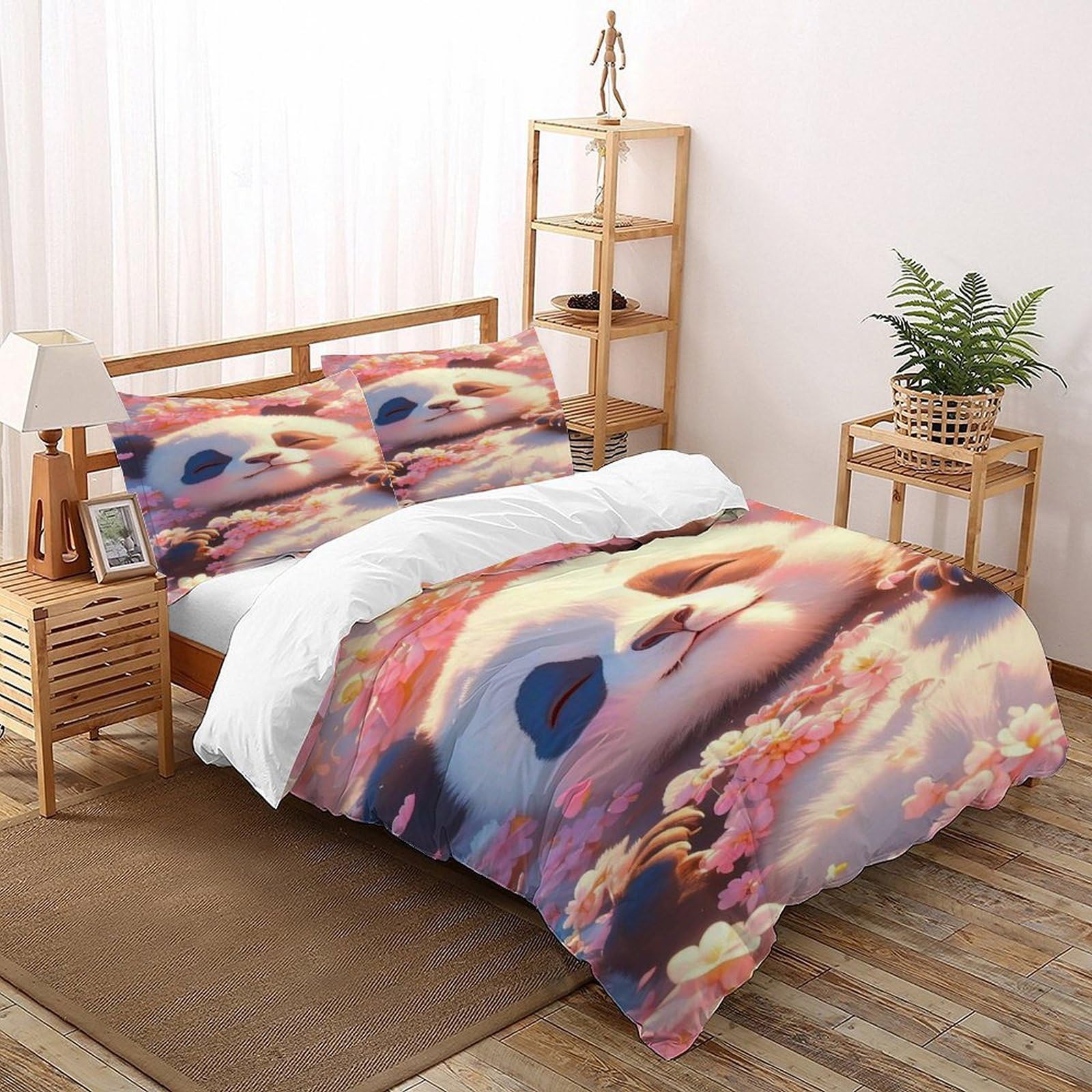 Housse de couette Panda Cerise Super King lit 260x220cm microfibre