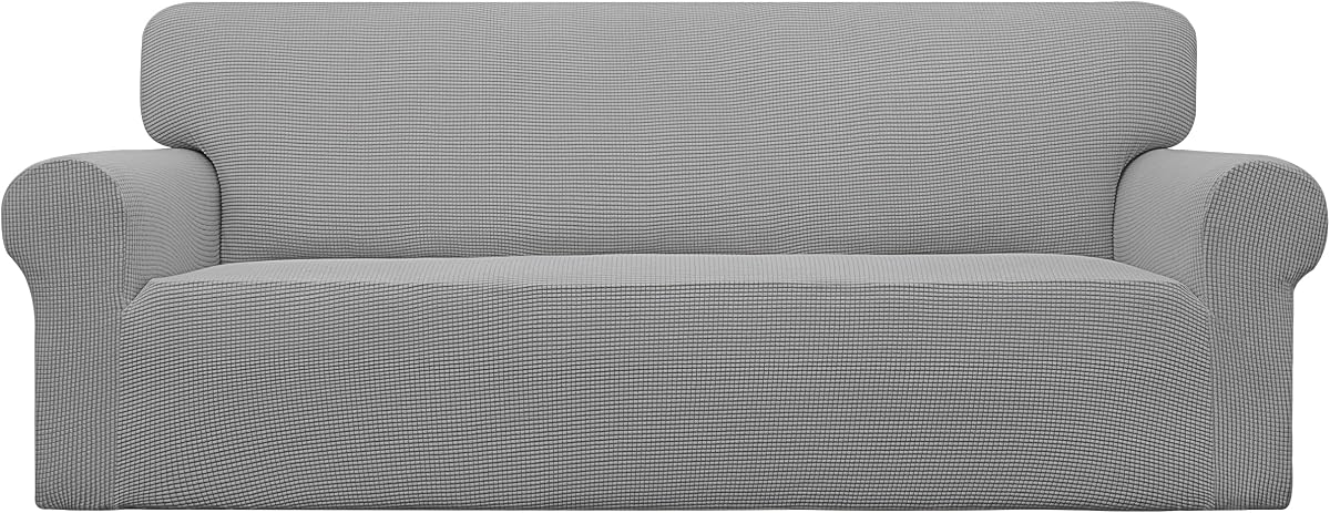 Easy-Going Stretch Couch Covers for Sofa Washable Large Light Gray | 1-Piece Sofa Covers for 3 Cushion Couch Furniture Protector Couch Slipcover Soft with Bottom for Kids Pets