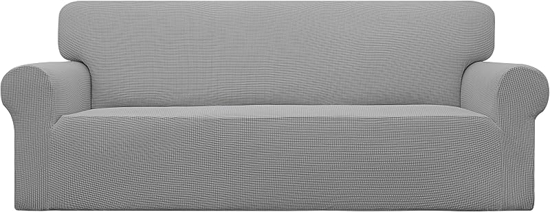 Easy-Going Stretch Couch Covers for Sofa Washable Large Light Gray | 1-Piece Sofa Covers for 3 Cushion Couch Furniture Protector Couch Slipcover Soft with Bottom for Kids Pets