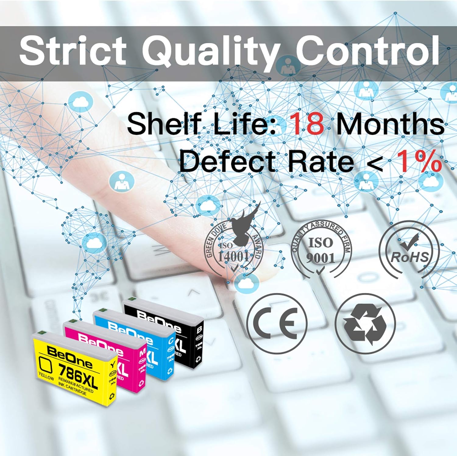 Featured Product BeOne Remanufactured Ink Cartridge Replacement for Epson 786 XL 786XL T786 T786XL 4-Pack to Use with Workforce Pro WF-4630 WF-4640 WF-5690 WF-5620 WF-5110 WF-5190 Printer (Black Cyan Magenta Yellow)