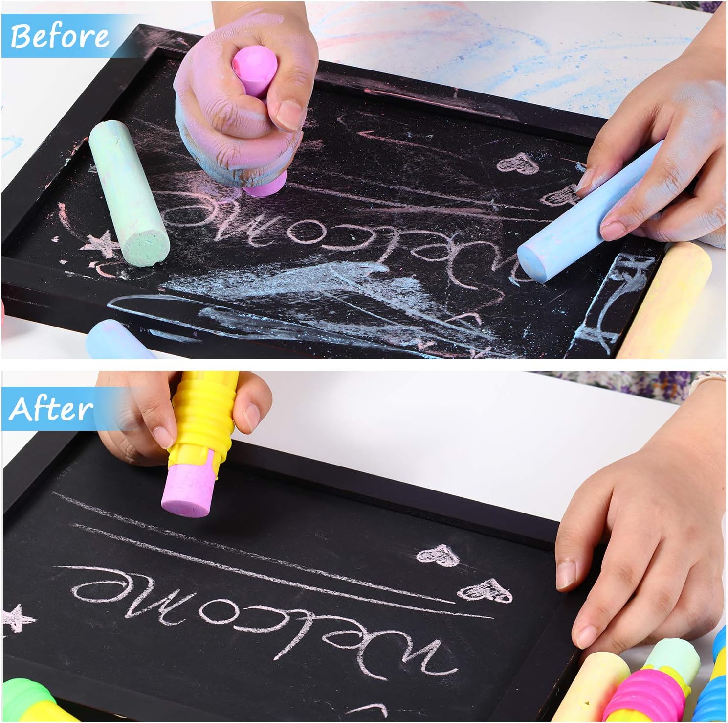 Outus 10 Pieces Railroad Chalk Holder Plastic Adjustable Chalk Clip for Teachers Students Back to School Office Classroom image 4
