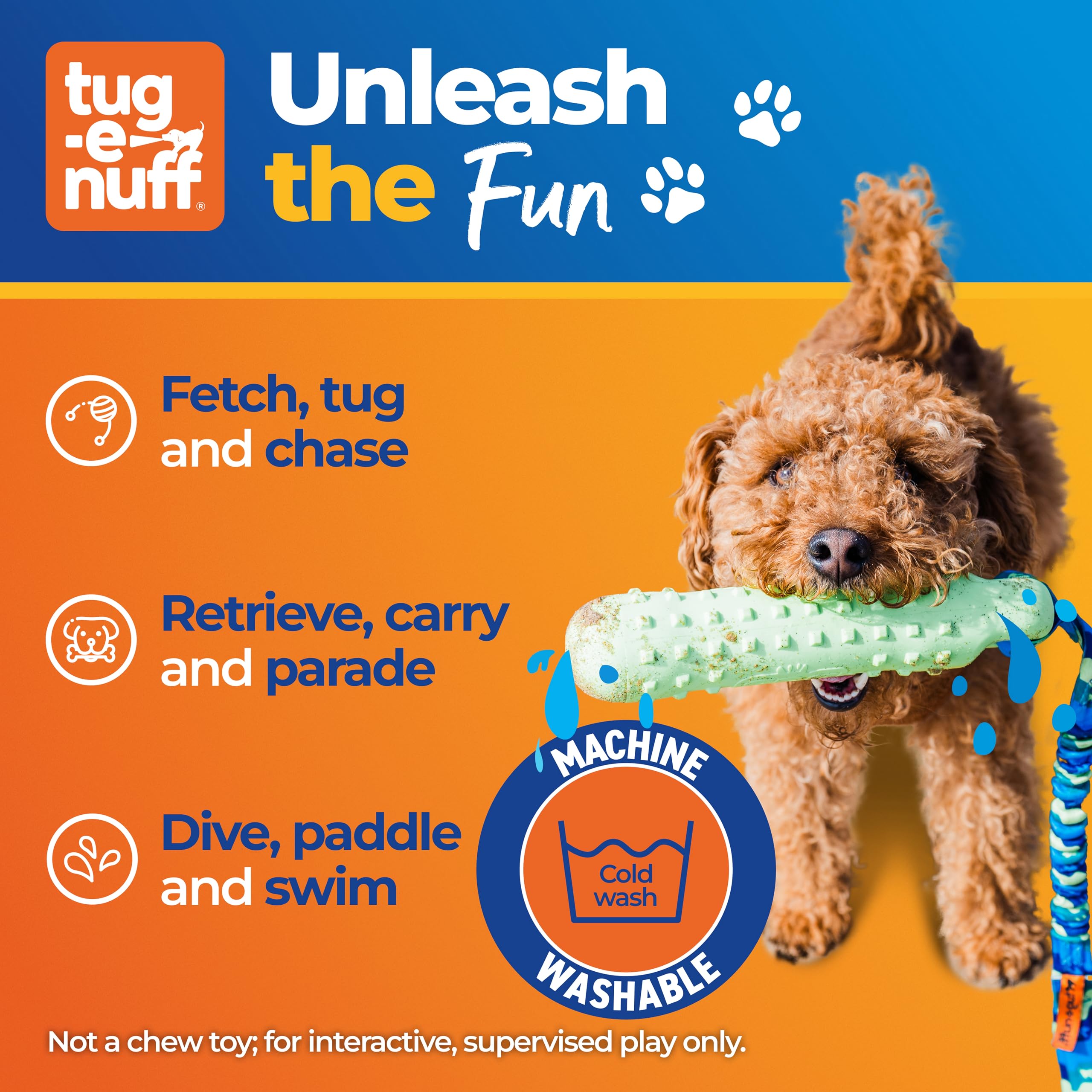 Tug-E-Nuff | BOB - Chupete para perro 3 en 1, juguete para atrapar, tirar y agua, duradero, impermeable, flotante. Mango elástico para tirar (morado)