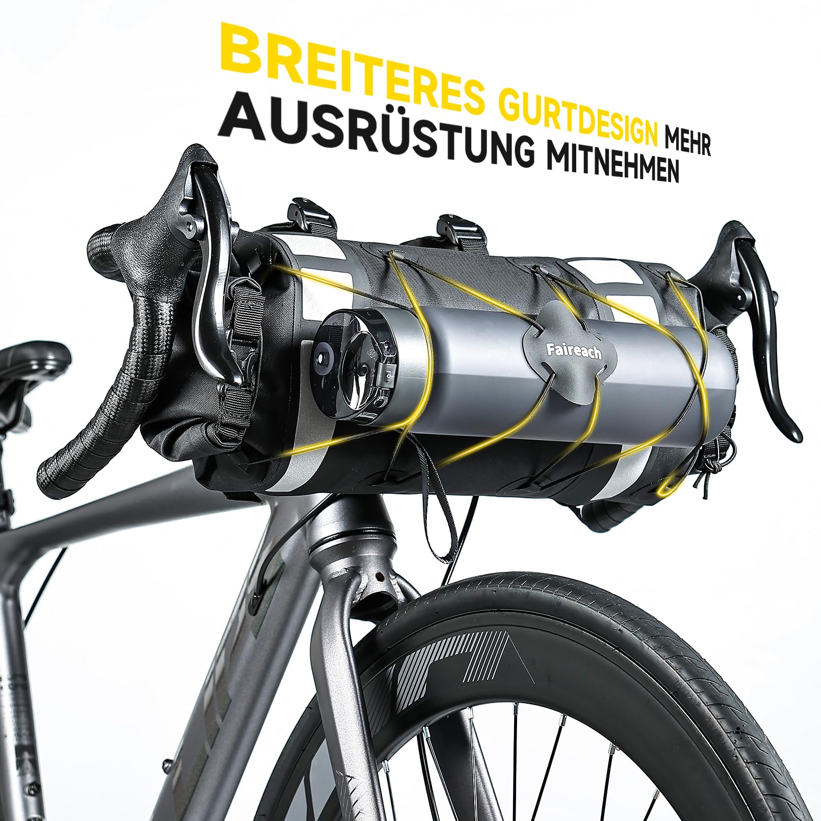 9,5L Fahrrad Lenkertasche, 100% wasserdichte Bikepacking Taschen, Gravelbike Tasche mit 5-Punkt Befestigungssystem, Leichte Fahrradtasche Lenker für Gravelbike, Bikepacking & Rennrad