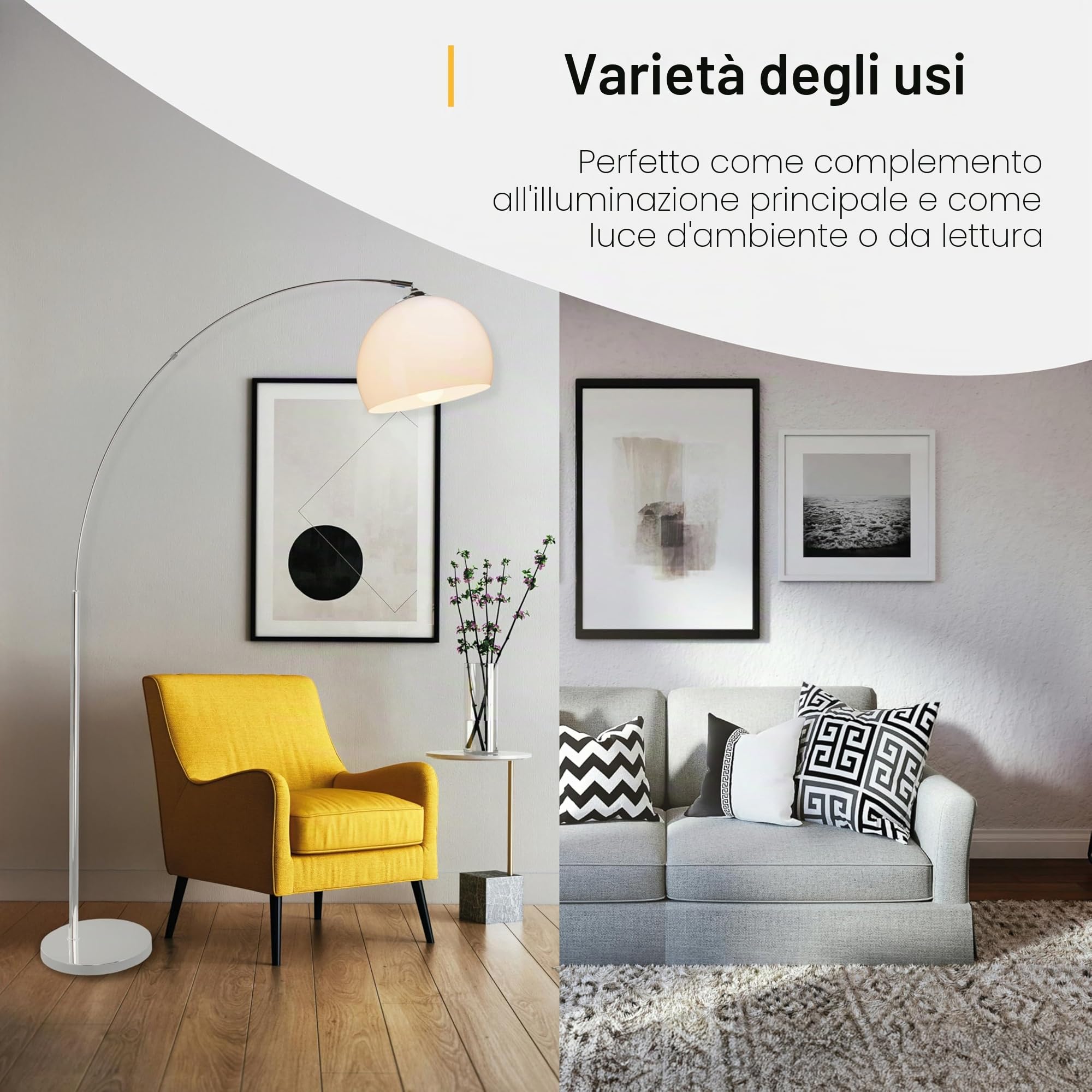 Brilliant Lampe Vessa Bogenstandleuchte 1, 7m chrom/weiß
