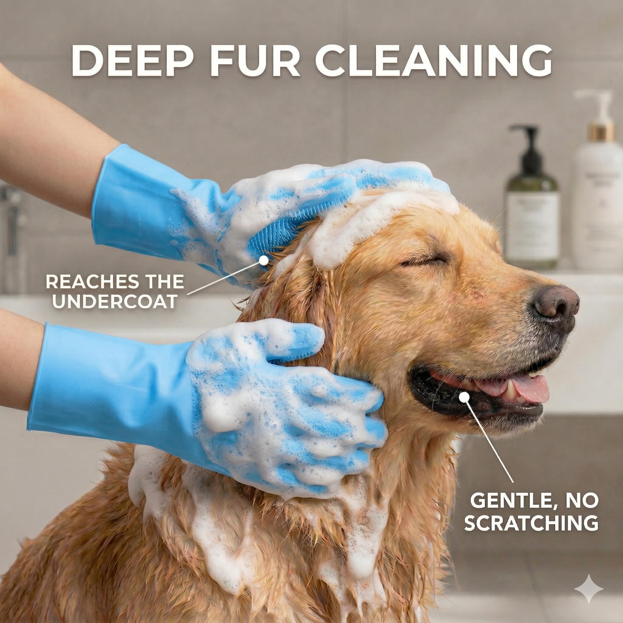 NVNAN Guantes de aseo para mascotas, guantes de aseo para perros con dientes de alta densidad, guantes de silicona resistentes al calor con diseño mejorado de cinco dedos para bañar y masajear perros