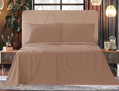 Miniatura 2 de Elegant Comfort Juego de sábanas de microfibra de 3 líneas transpirable, tejido suave como la mantequilla, calidad de hotel de 1500, juego de