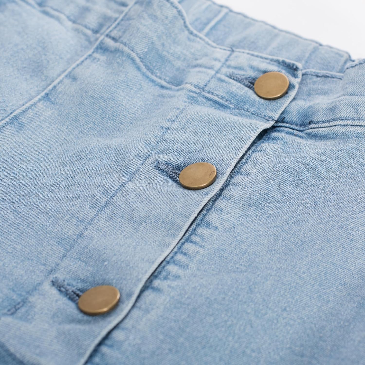 Belle Poque Women's High Waisted Wide Leg Jeans Button Decorated Casual Stretchy Demin Pants with Pockets - Image 4