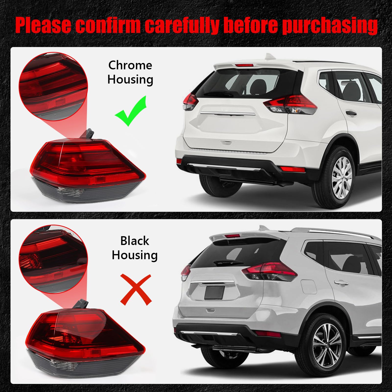 Replacement Driver Side Outer Tail Light Assembly For 2017 Nissan Rogue - Direct Fit, Includes Bulbs