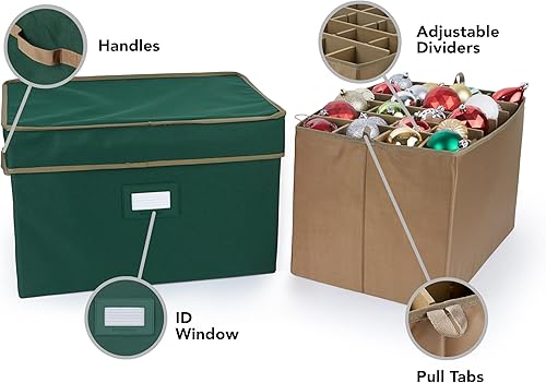 Miniatura 5 de Covermates Keepsakes  Caja de almacenamiento ajustable de 72 piezas  Capacidad para adornos de 4 pulgadas  Resistente  Asas  apilables