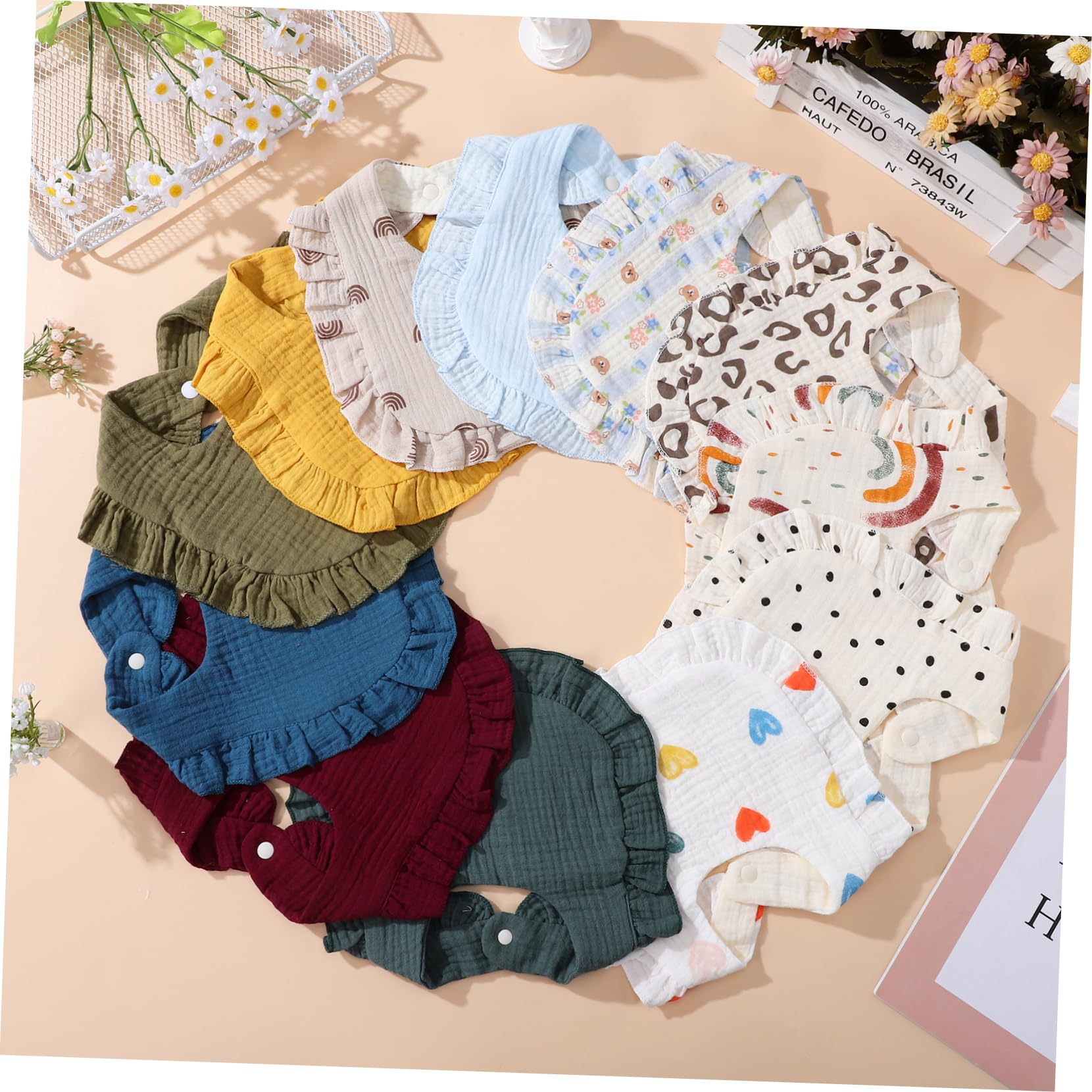 Holibanna 12pezzi Bavaglini Assorbenti Muslin Per Bavaglini Per Alimentazione e Sbavature Chiusura Unisex Per