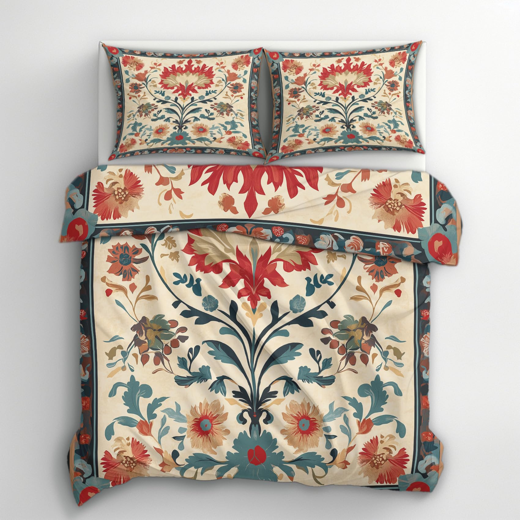 Housse de couette fleurie vintage 240 x 260 au design floral raffiné