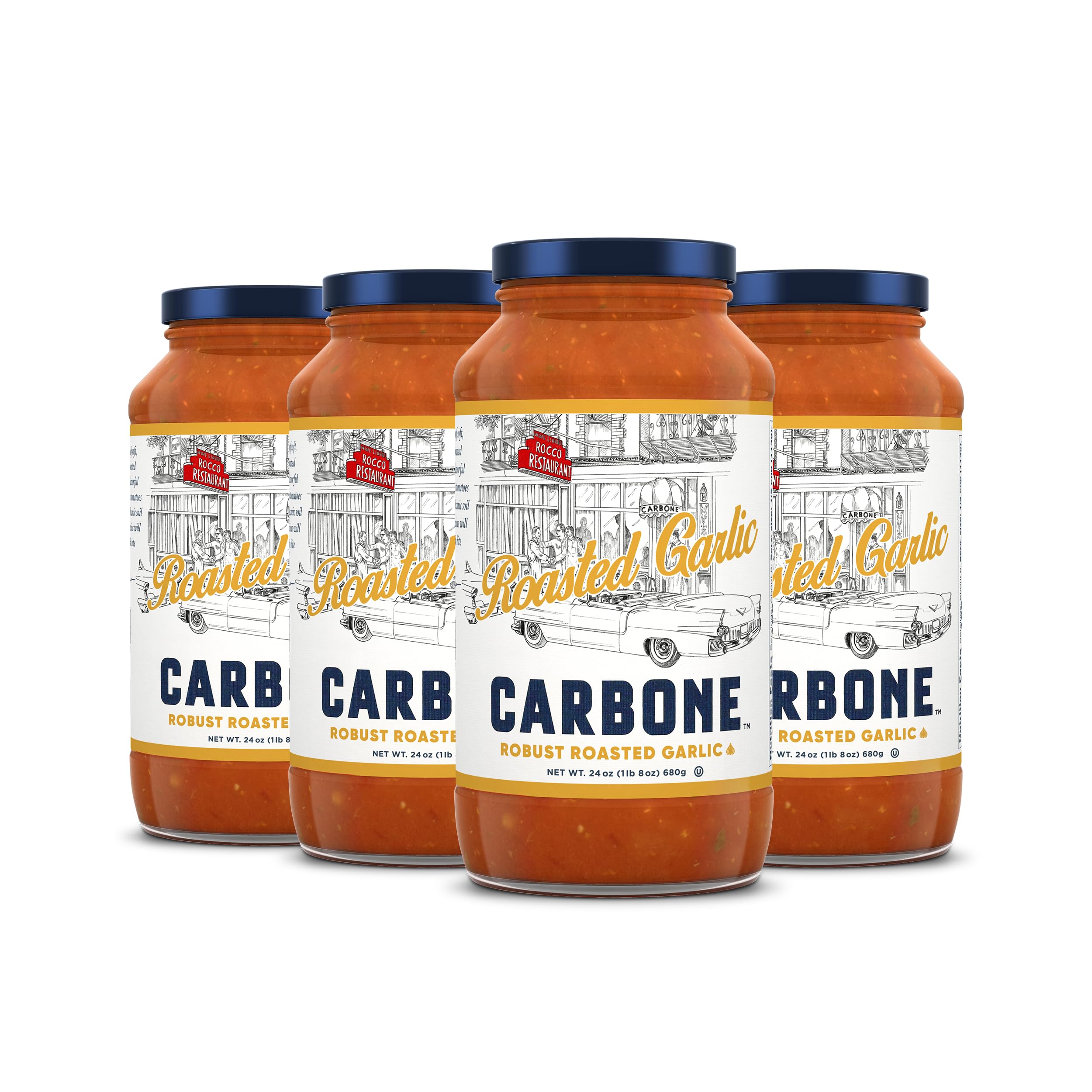 Carbone Roasted Garlic Pasta Sauce | Tomato Sauce Made with Fresh & All-Natural Ingredients | Non GMO, Vegan, Gluten Free, Low Carb Pasta Sauce, 24 Fl Oz (Pack of 4)