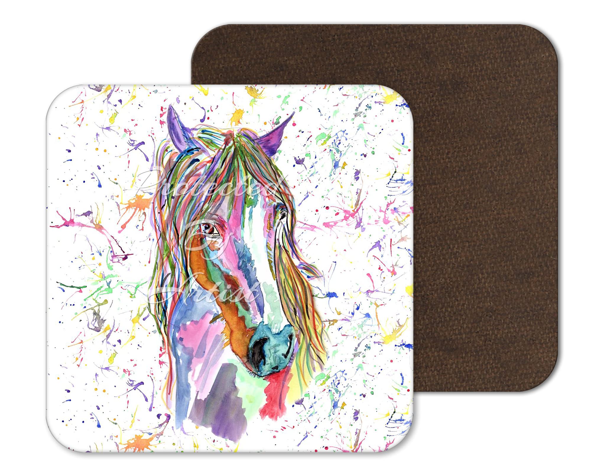 Coaster Horse Farm Animals Coasters Watercolour Art Gift Work Office Dining Tea coffee (1)