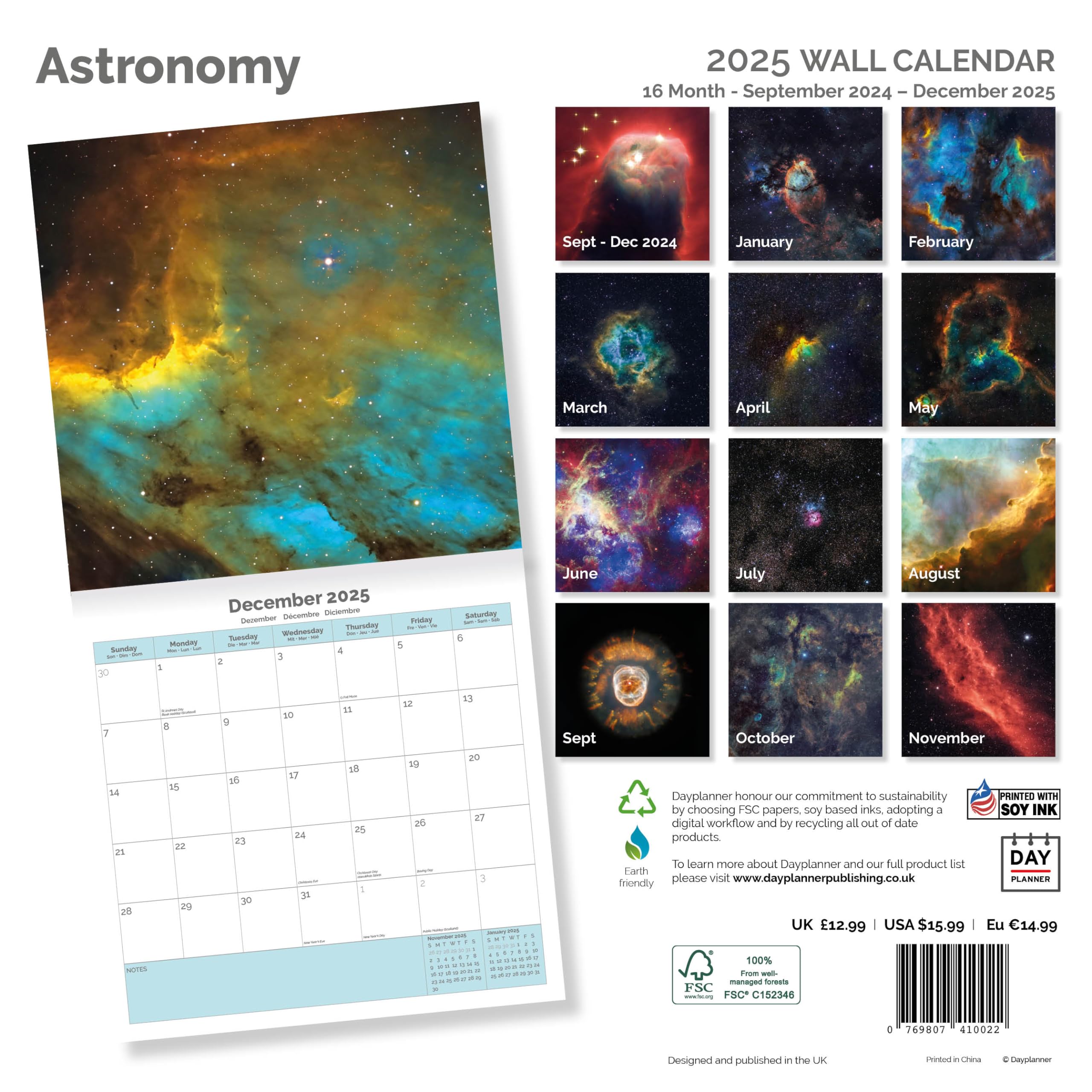 Dayplanner Publishing Astronomy Calendar 2026, Large Square Wall Calendar With Organisational Stickers, 16 Month - Image 2