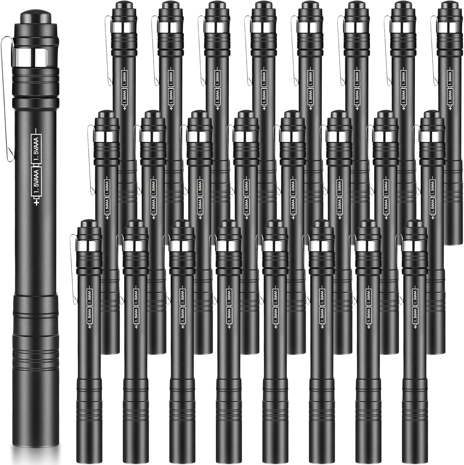 Rossesay 24 Pack LED Penlight Bulk, Pocket Flashlight with Clip