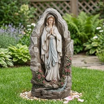 Our Lady of Lourdes Statue - 18 Inches Virgin Mary Statue Catholic Garden Decor, Our Lady of Lourdes Grotto Sculpture for Home Yard Patio Lawn Hallway Decor