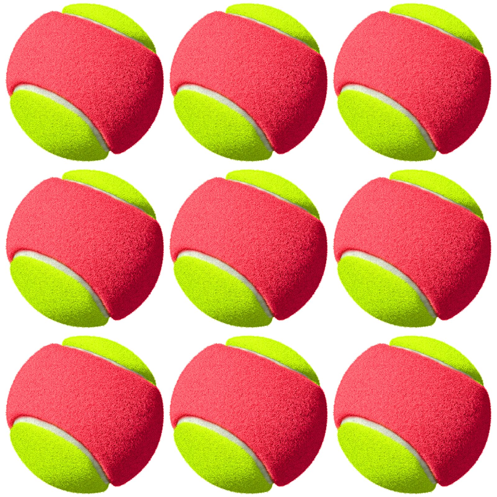 Lot de 9 balles de tennis stade 3 orange pour débutants et enfants