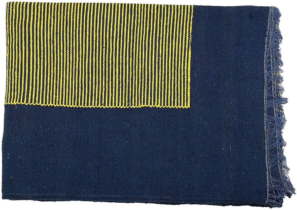 Hashtagยฎ Cotton Floor/Hall Dari/Carpet with Blue & Yellow Colors 9 X 12 ft