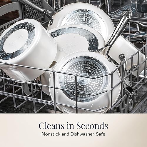 Miniatura 9 de Gotham Steel Sartén antiadherente de 5.5 cuartos de galón con tapa, 100% cerámica sin PFOA, apta para lavavajillas, color blanco crema