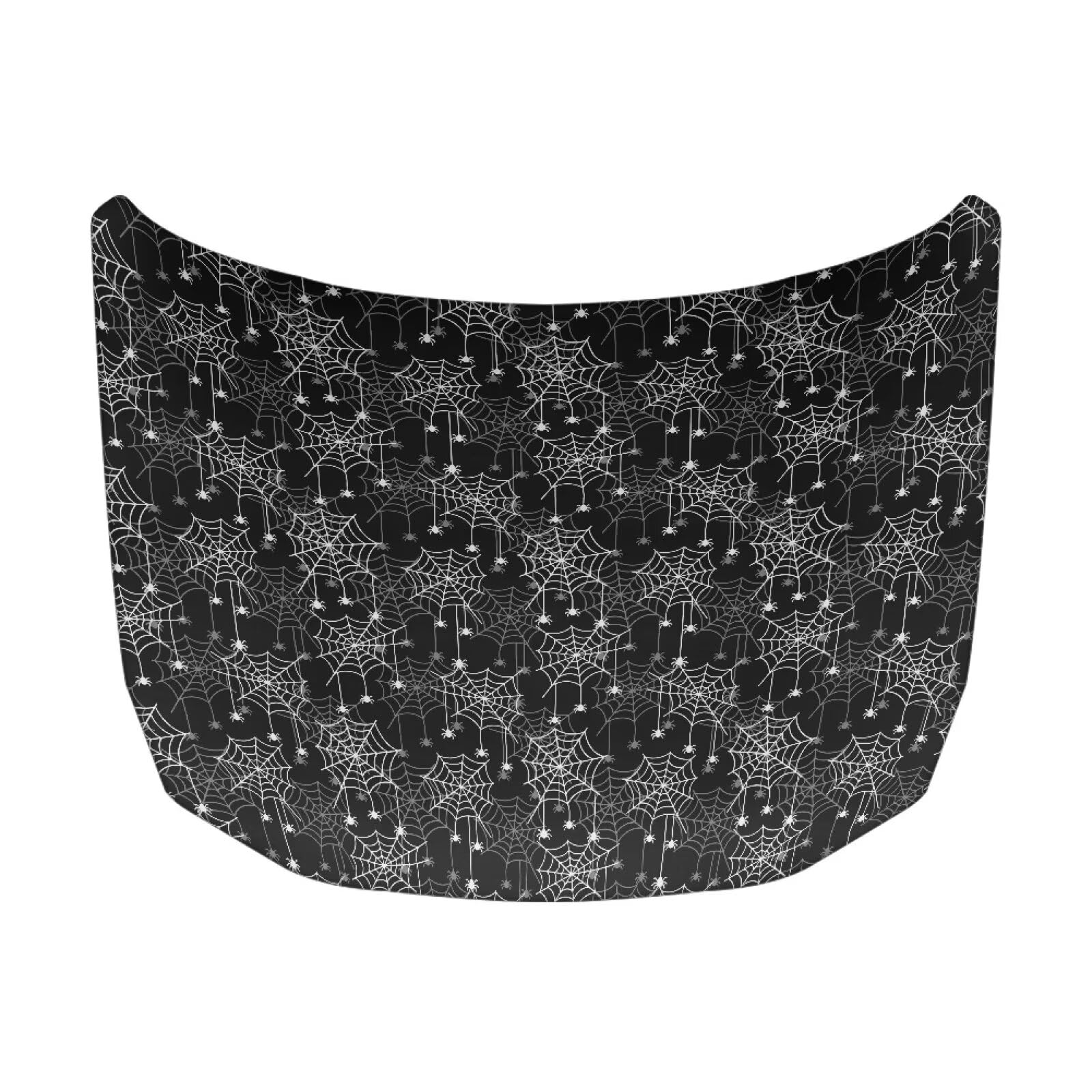 Spider Web Halloween Print Car Hood Cover Easy to Install Fabric Hood Cover Halloween Vehicles Decorate Engine Removable Automotive Accessories Personalized Suitable for Cars(59×39 Inch)