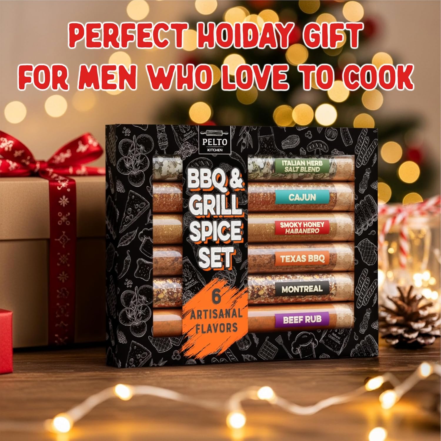 BBQ & Grill Spice Set - 6 Spice Blend Flavors in Tubes in a Gift Box, For Smoking, Seasosonig, Griling, Christmas Stocking Stuffers for Men Who Cook. Birthday for Husband - Image 3