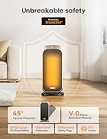 Vista 5 de DREO Space Heaters for Indoor Use, 1500W Portable Electric Heater with Remote and Thermostat, PTC Ceramic, Safety Heat with 70° Oscillation for