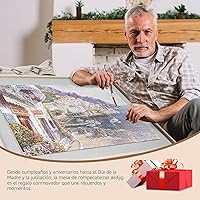 Vista 7 de ALL4JIG, tabla de rompecabezas 2 en 1 basculante y giratoria de 1500 piezas para regalos de adultos, mesa de rompecabezas de madera con 4 cajones