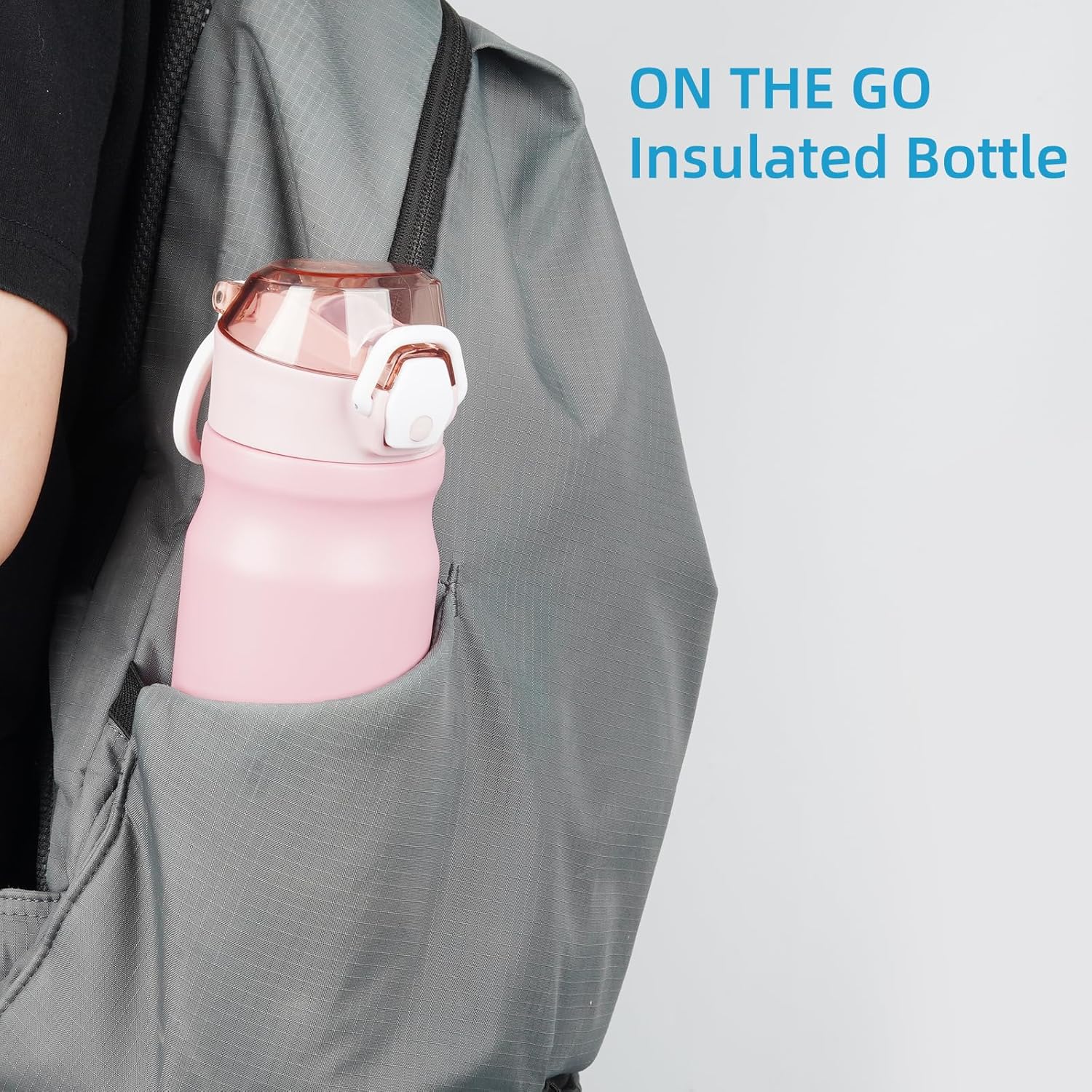 Insulated Water Bottle with Straw and Carry Loop,18 oz Stainless Steel Double Wall Vaccum Metal Water Flask with Leak-proof Lid,Pink - Image 6