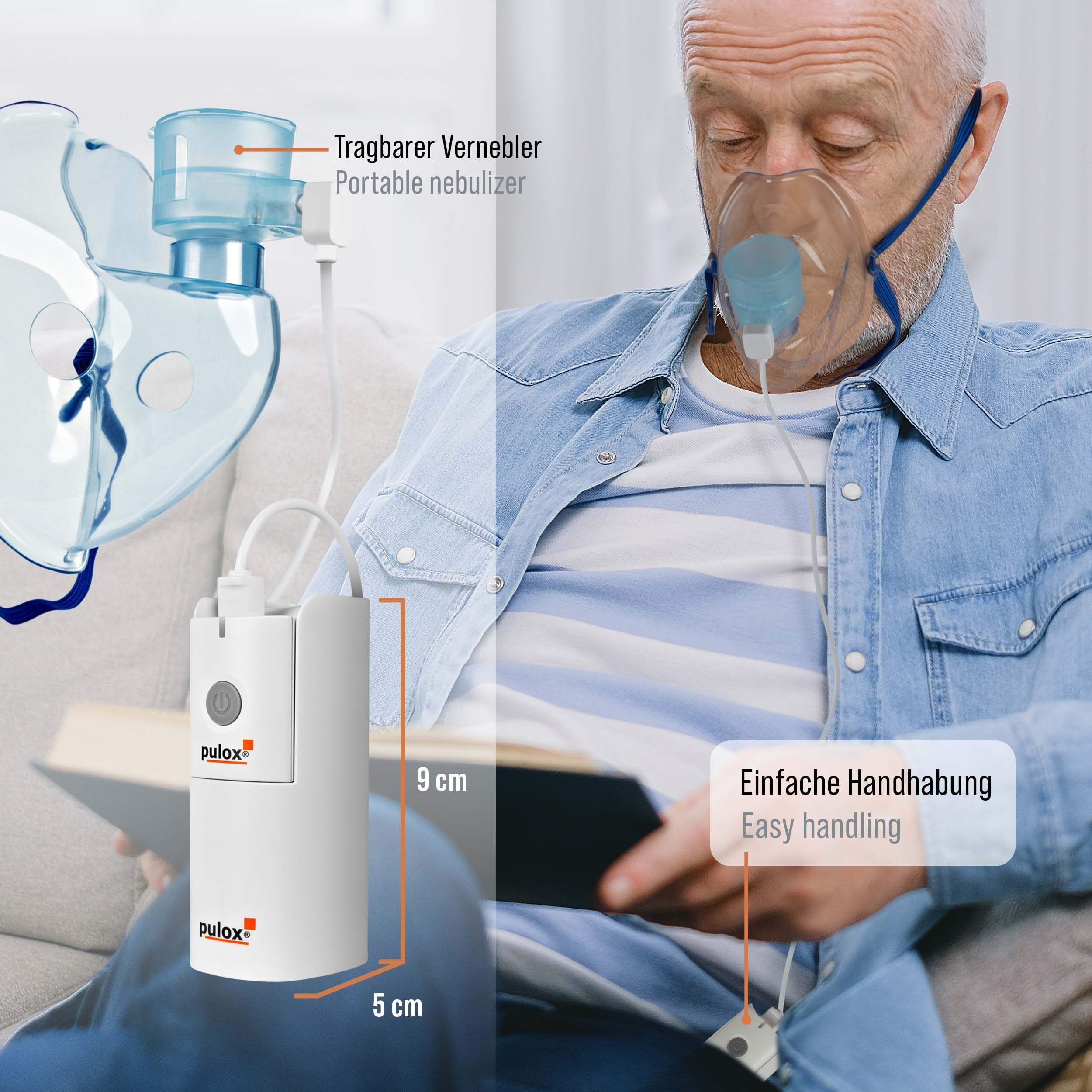 Pulox IN-200 Vapo Inhalationsgerät portabler Vernebler mit Maske | Kompakter Nebulizer für Erwachsene und Kinder, ideal für die mobile Anwendung zuhause und unterwegs