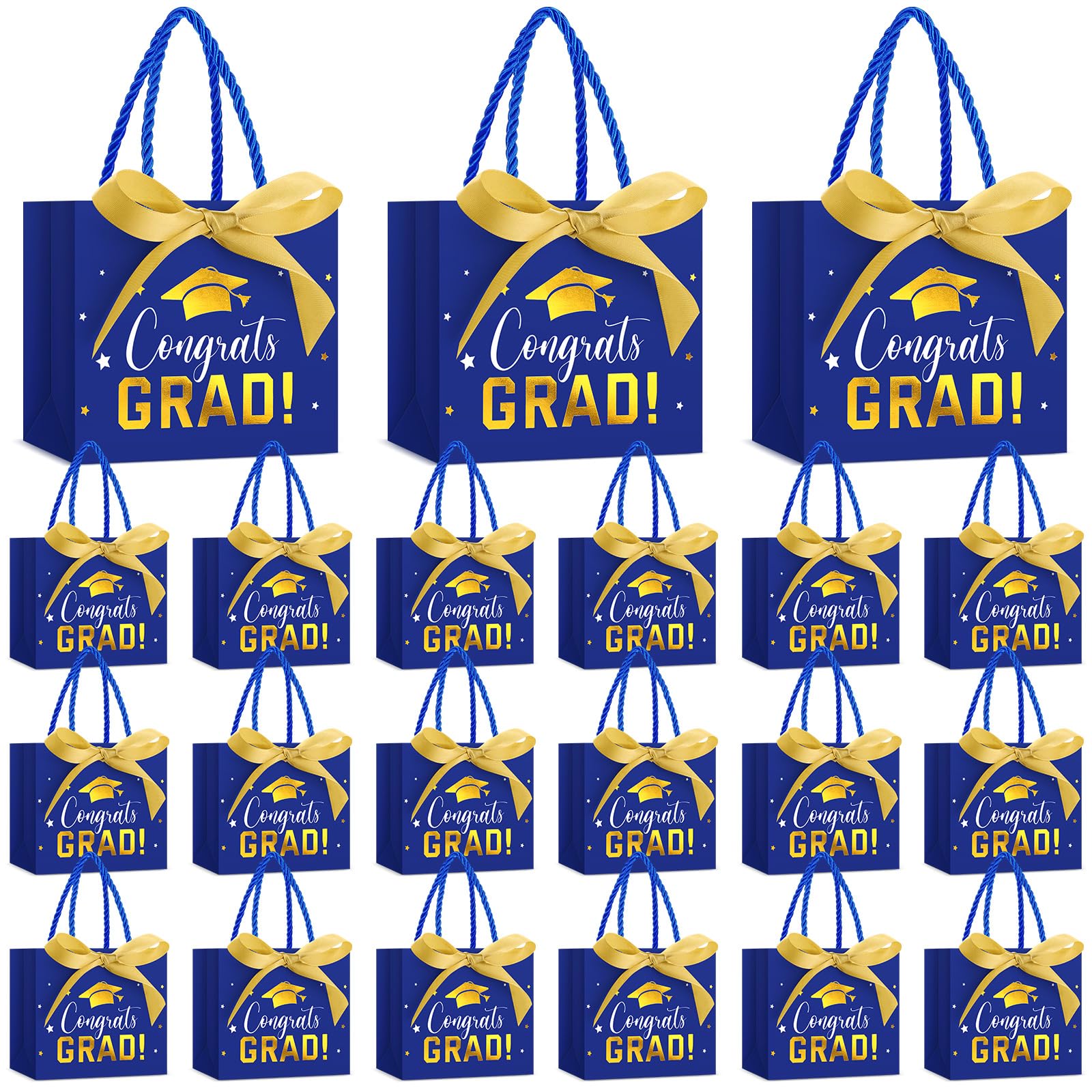 Jetec 45 Pack 2026 Graduation Gift Bags Bulk Small Congrats Bags with Handle and Bow Ribbon 5.5 x 4.7 x 2.5 Inch Grad Paper Treat Gifts Party Favor