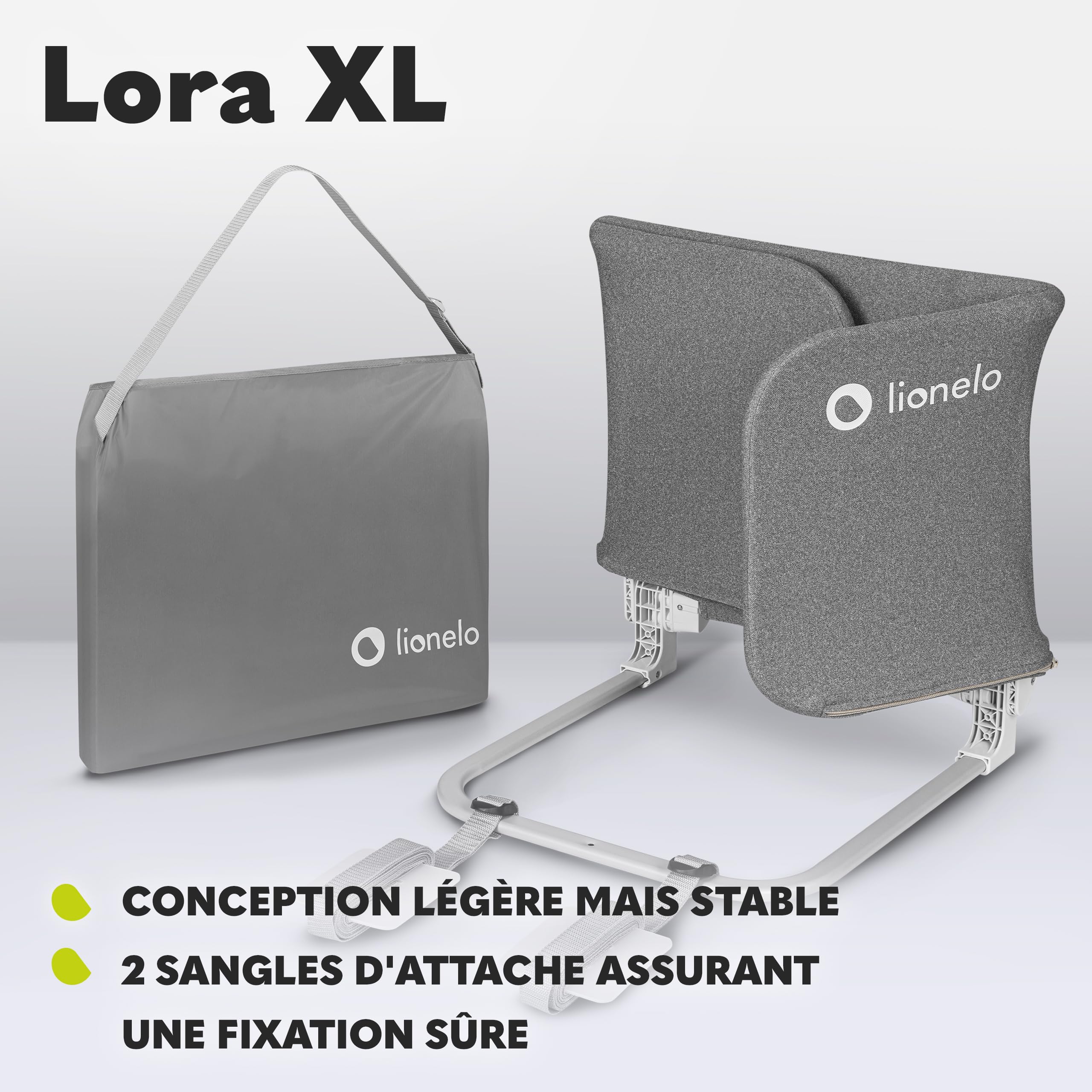 lionelo Lora XL Barrière de Sécurité Bébé Pliable 45-150 cm Réglage Inclinaison 180° Verrouillage StandSafe (Grey)