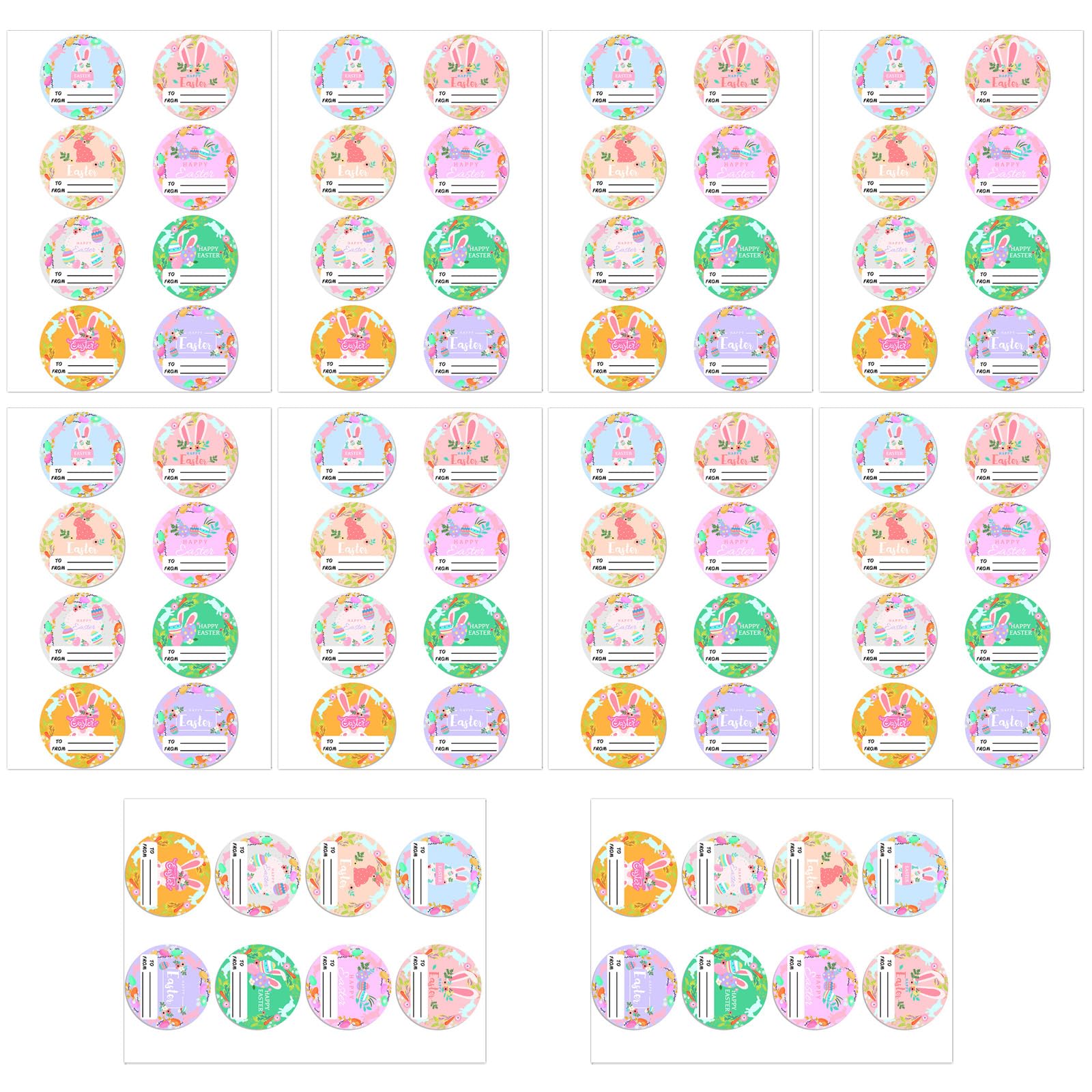 80Pcs Rabbits Eggs Name Sticker Wrapping Label Festival Decoration for Scrapbooking Planner Album Seal Envelope Bunnies